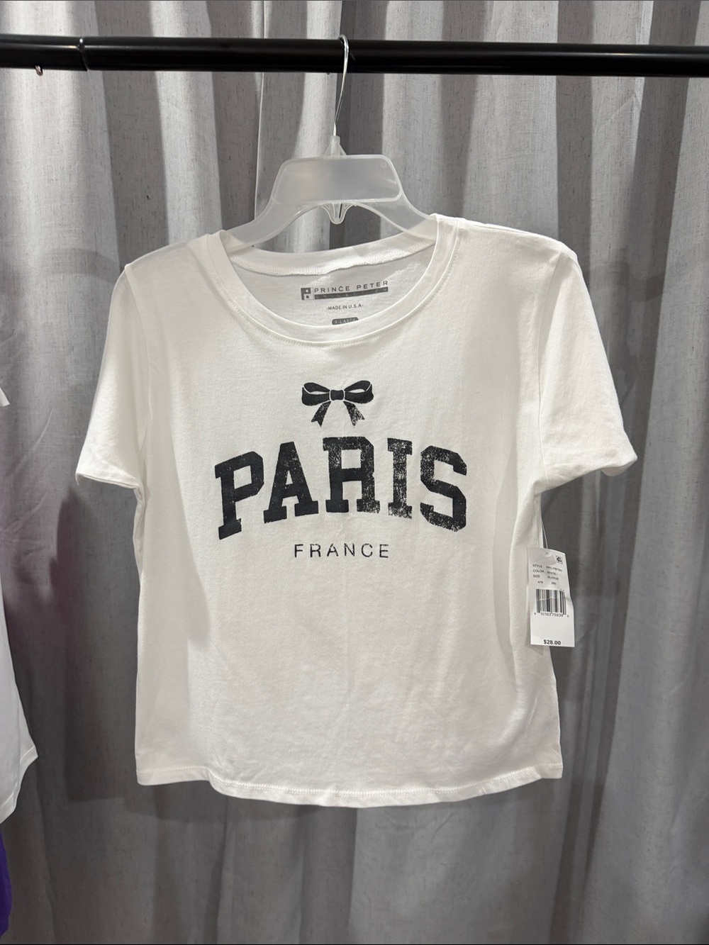 Prince Peter Collection White Tee with Black 'PARIS' Graphic